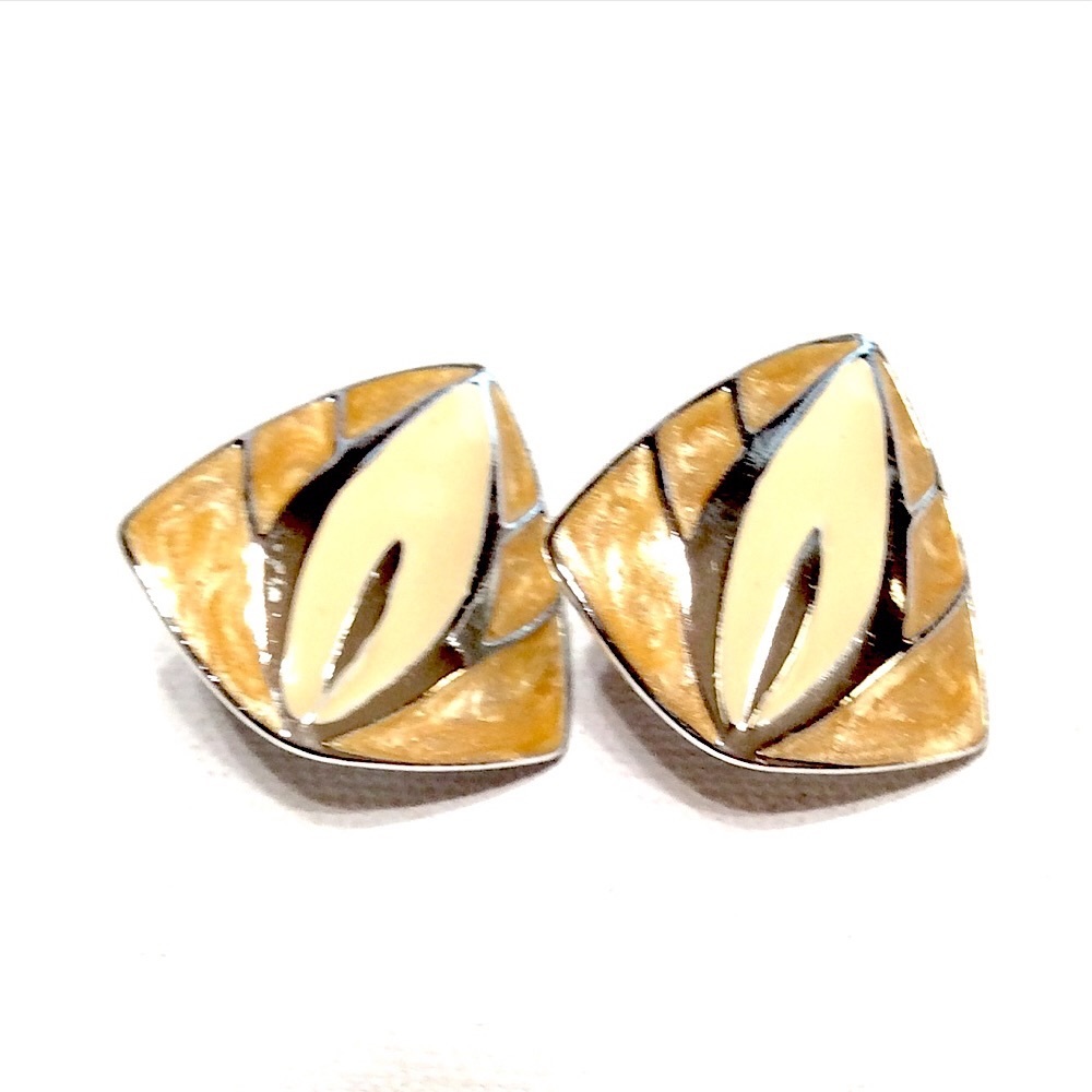 Vintage 80's Enamel Clip Earrings Dynasty Baby